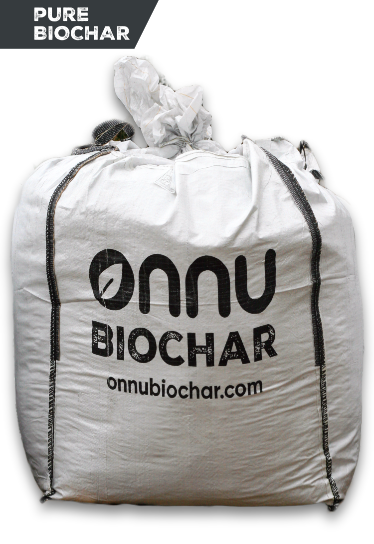 An image of an Onnu Biochar bulk bag of biochar
